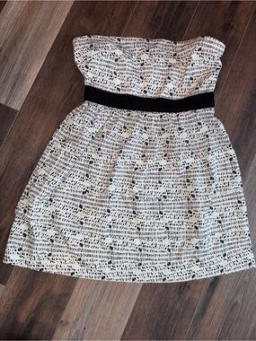 Theory Strapless Black & White Printed Dress